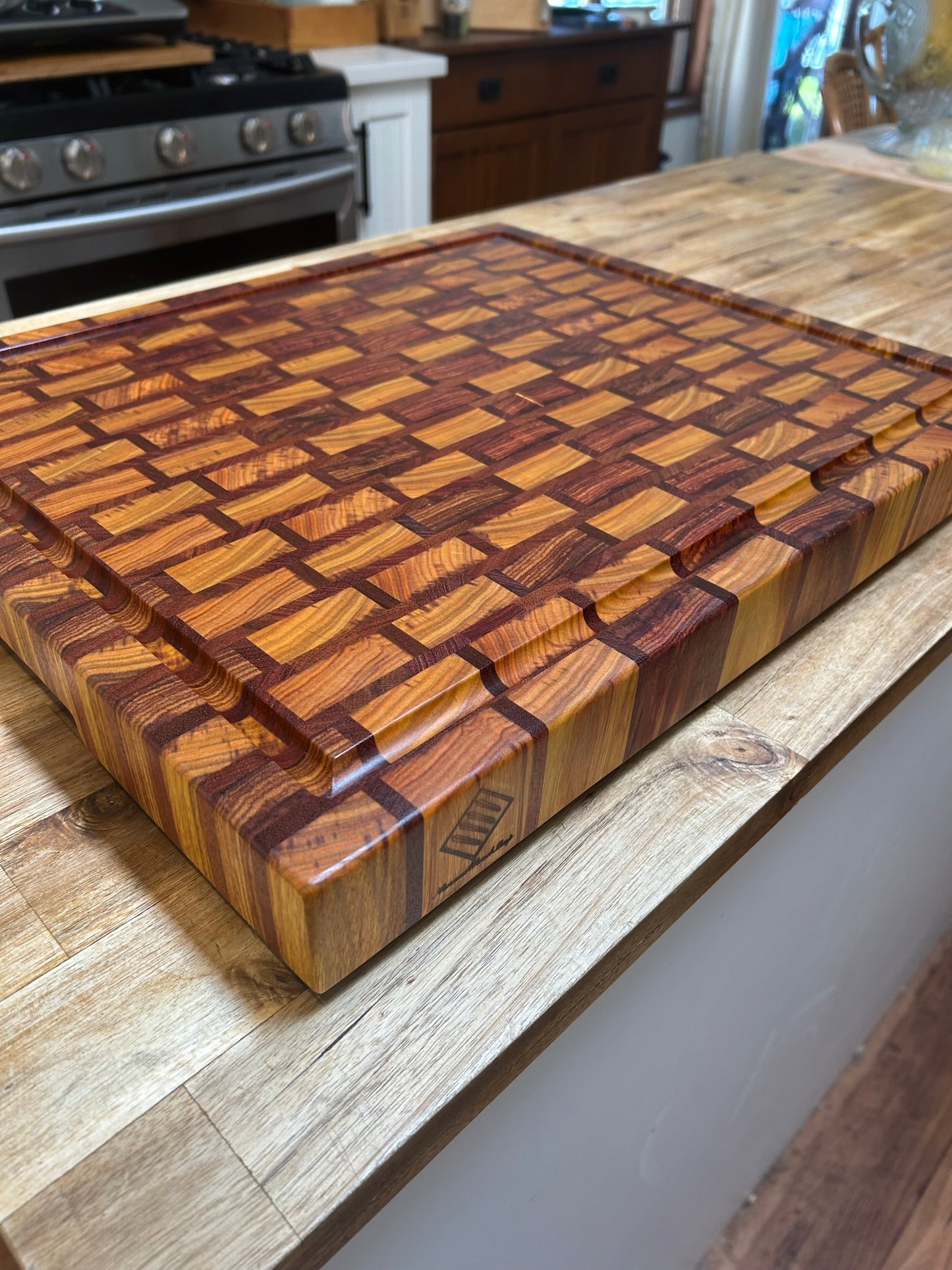 Heirloom, brick wall end grain butcher block, extra large 20" x 17"