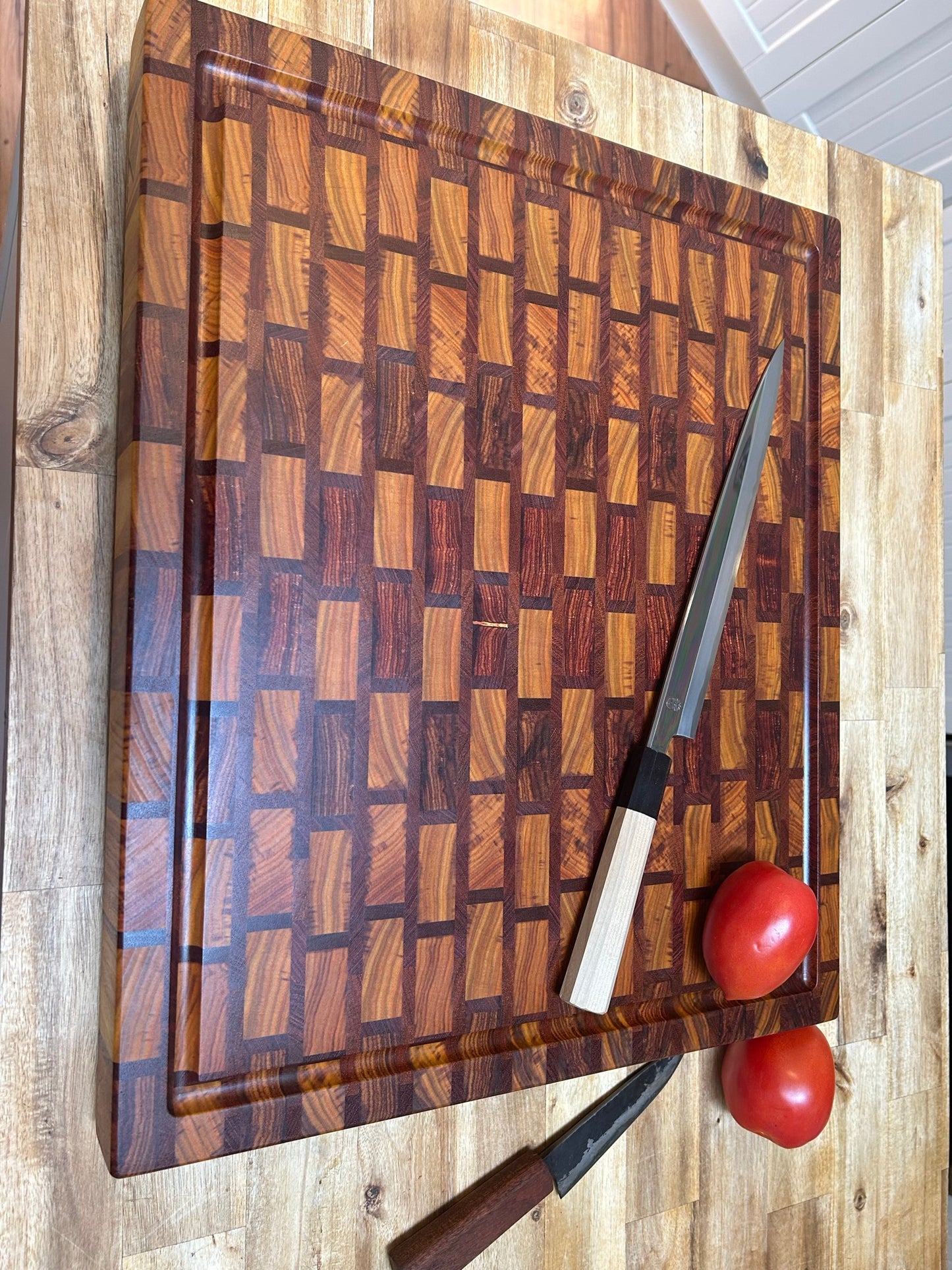 Heirloom, brick wall end grain butcher block, extra large 20" x 17"