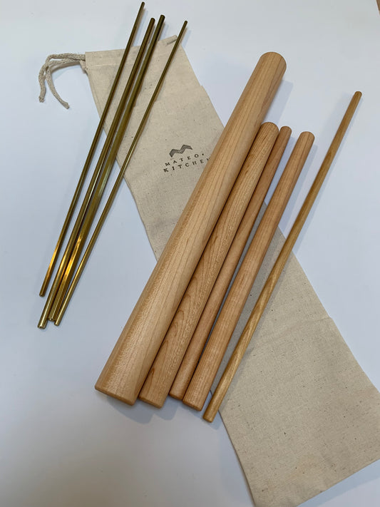 Pasta rolling pins, mini mattarelli, brass ferretto, Mateo Kitchen