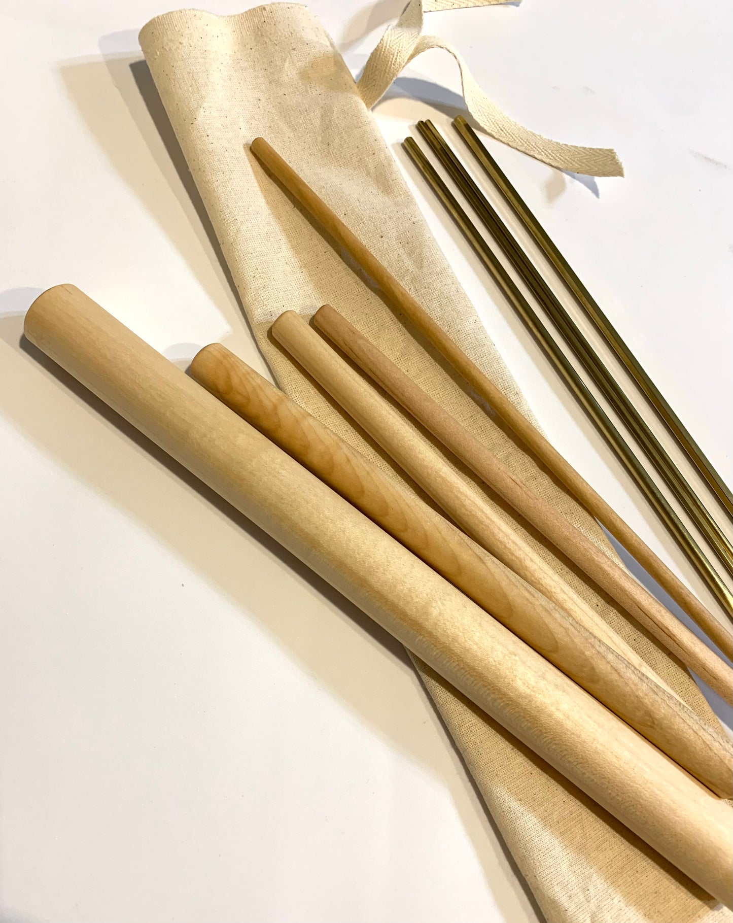 Pasta rolling pins, mini mattarelli, brass ferretto, 9pc