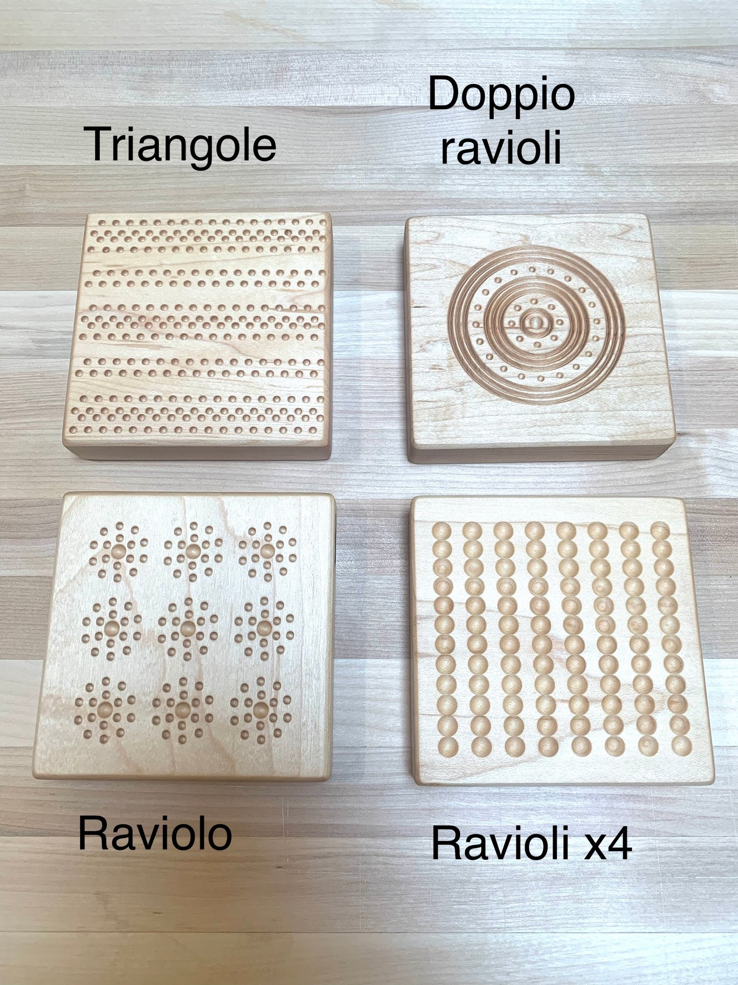 Ravioli molds, double sided. Maple, walnut & cherry