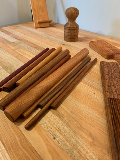 Pasta rolling pins, mini mattarelli, brass ferretto, 9pc