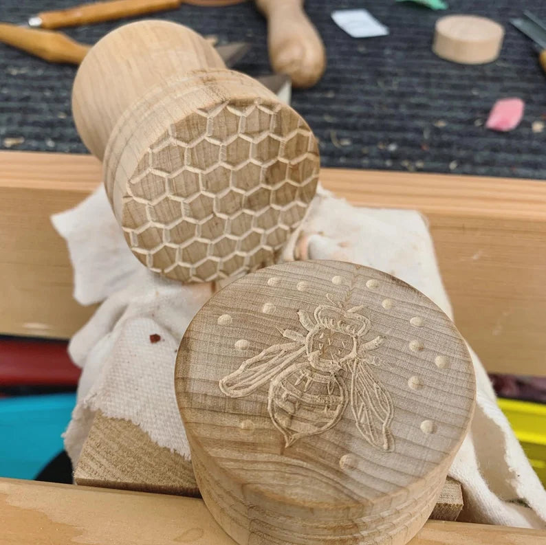 Corzetti stamp, pasta, bumble bee & honeycomb, handmade, maple