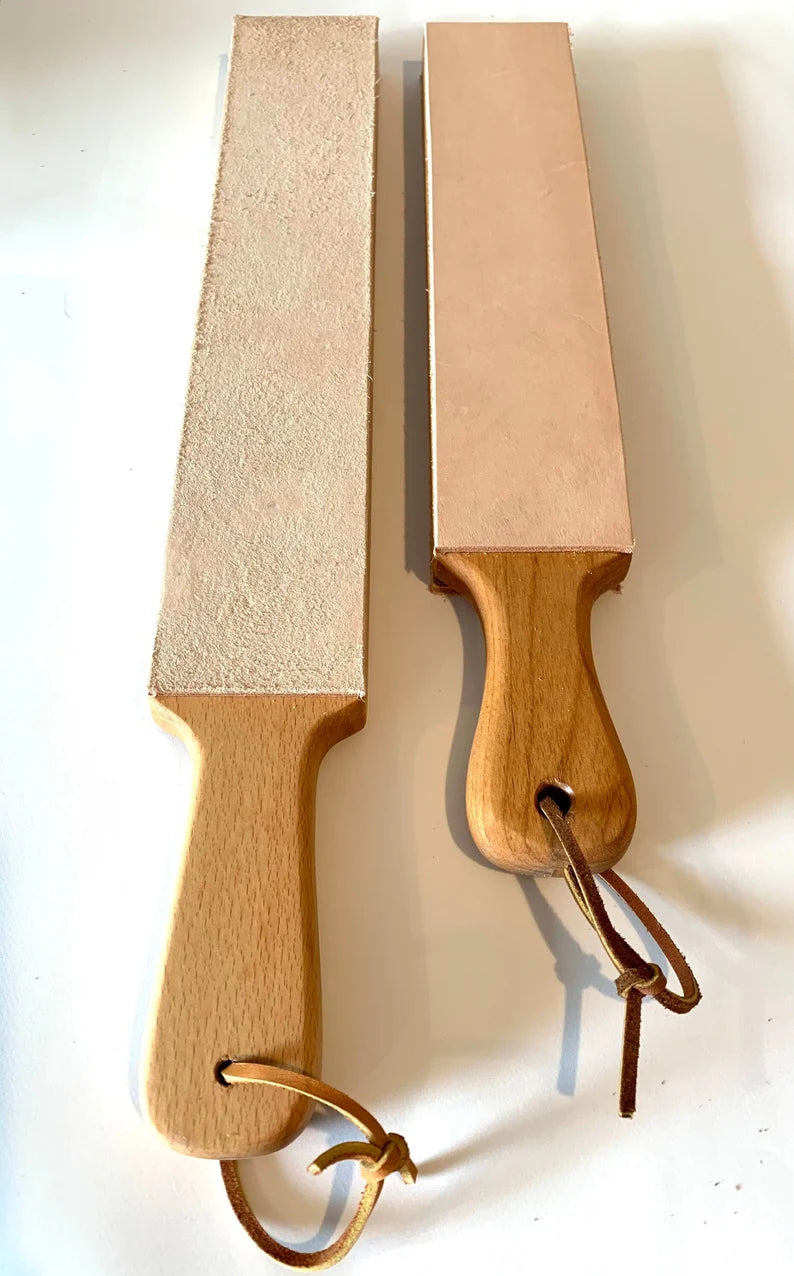 Leather knife strop, double sided, for kitchen, chef knives