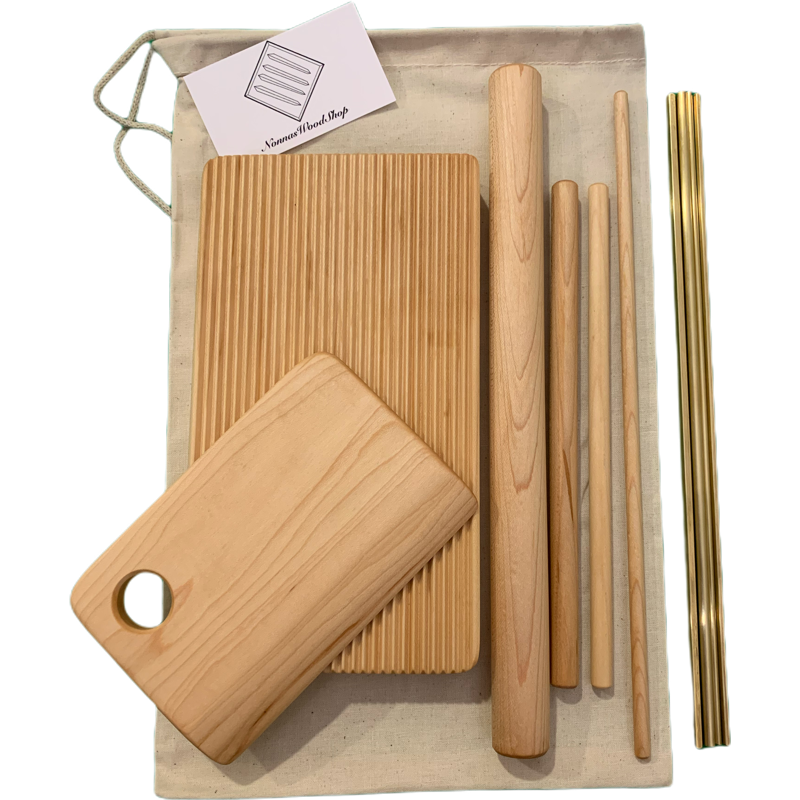 Pasta board set, macaroni, trofie, gnocchi, garganelli