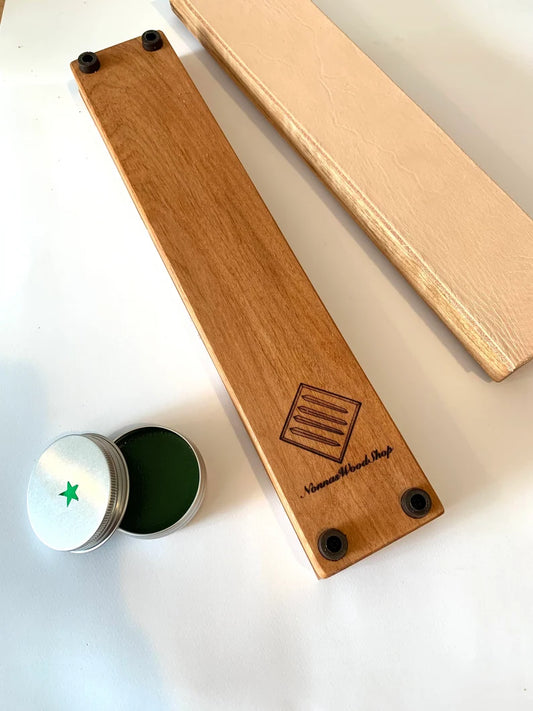 Leather knife strop , bench top