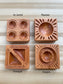 Sunburst ravioli molds, double sided. Maple, walnut & cherry