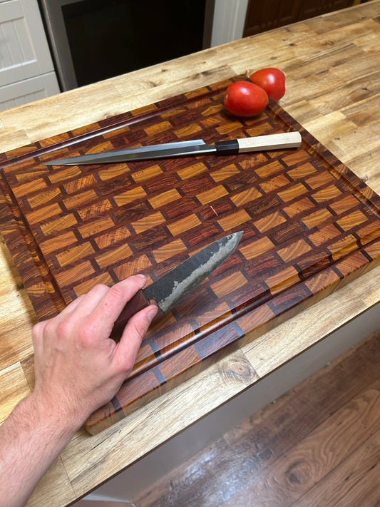 Heirloom, brick wall end grain butcher block, extra large 20" x 17"