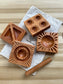 Sunburst ravioli molds, double sided. Maple, walnut & cherry