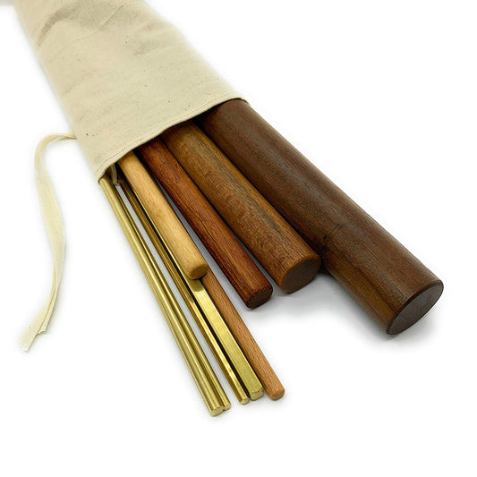 Pasta rolling pins, mini mattarelli, brass ferretto, 9pc