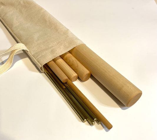 Pasta rolling pins, mini mattarelli, brass ferretto, 9pc