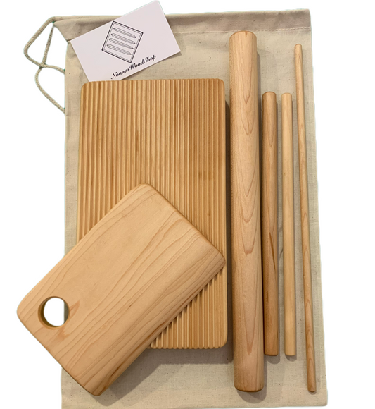 Pasta board set, macaroni, trofie, gnocchi, garganelli